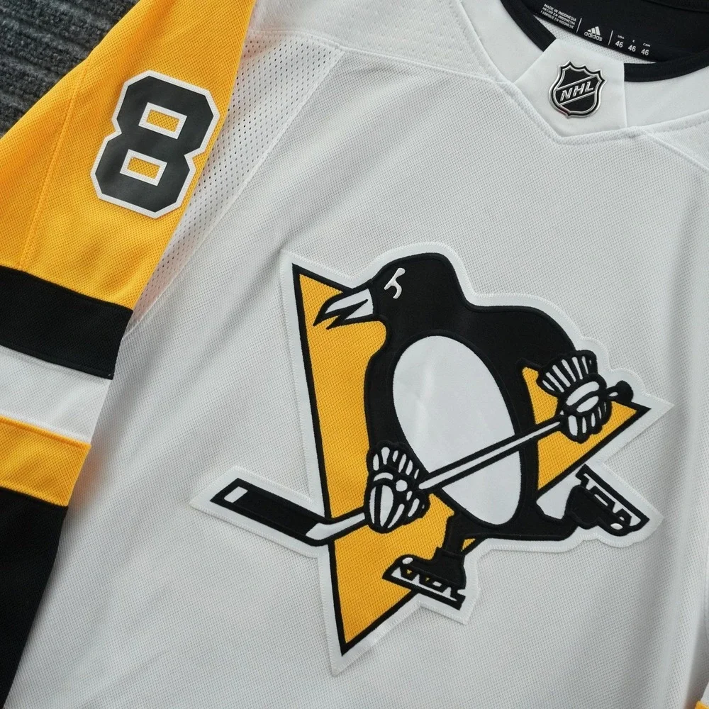 Adidas Hockey Jersey 46 White Phil Kessel Pittsburgh Penguins NHL Fight Strap